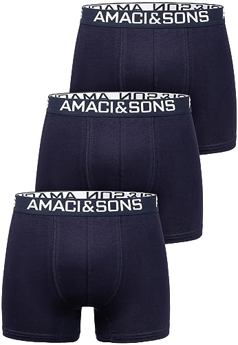 Amaci&Sons Herren Boxershorts Baumwolle 3er Spar-Pack Männer Unterhose Unterwäsche 3x9005 Navyblau/Navyblau M von Amaci&Sons