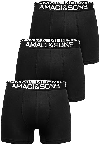 Amaci&Sons Herren Boxershorts Baumwolle 3er Spar-Pack Männer Unterhose Unterwäsche 3x9005 Schwarz/Schwarz M von Amaci&Sons