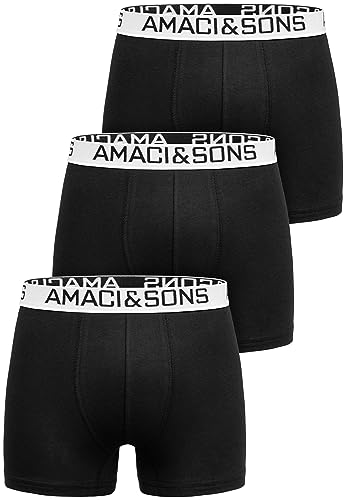 Amaci&Sons Herren Boxershorts Baumwolle 3er Spar-Pack Männer Unterhose Unterwäsche 3x9005 Schwarz/Weiß M von Amaci&Sons