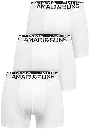 Amaci&Sons Herren Boxershorts Baumwolle 3er Spar-Pack Männer Unterhose Unterwäsche 3x9005 Weiß/Weiß 3XL von Amaci&Sons
