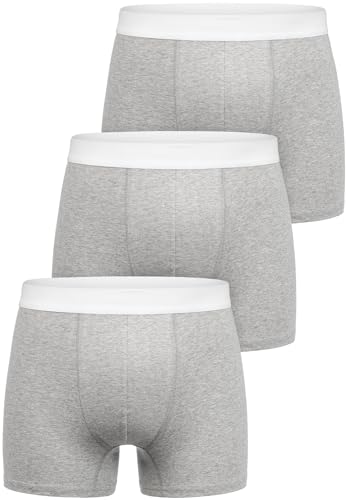Amaci&Sons Herren Boxershorts Baumwolle 3er Spar-Pack Männer Unterhose Unterwäsche 3x9006 Grau/Weiß S von Amaci&Sons