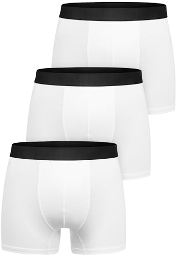 Amaci&Sons Herren Boxershorts Baumwolle 3er Spar-Pack Männer Unterhose Unterwäsche 3x9006 Weiß/Schwarz 4XL von Amaci&Sons