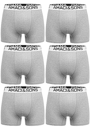 Amaci&Sons Herren Boxershorts Baumwolle 6er Spar-Pack Männer Unterhose Unterwäsche 6x9005 Hellgrau/Weiß M von Amaci&Sons