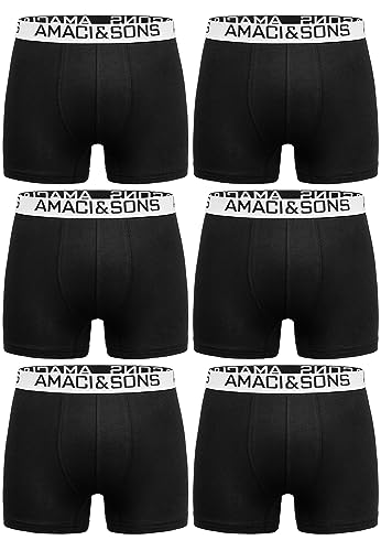 Amaci&Sons Herren Boxershorts Baumwolle 6er Spar-Pack Männer Unterhose Unterwäsche 6x9005 Schwarz/Weiß 3XL von Amaci&Sons