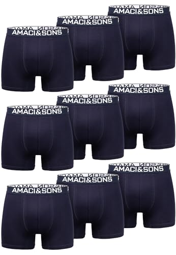 Amaci&Sons Herren Boxershorts Baumwolle 9er Spar-Pack Männer Unterhose Unterwäsche 9x9005 Navyblau/Navyblau M von Amaci&Sons