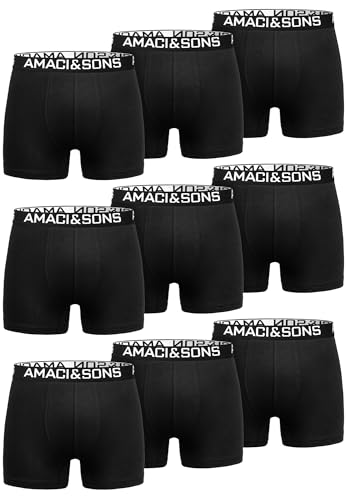 Amaci&Sons Herren Boxershorts Baumwolle 9er Spar-Pack Männer Unterhose Unterwäsche 9x9005 Schwarz/Schwarz XXL von Amaci&Sons