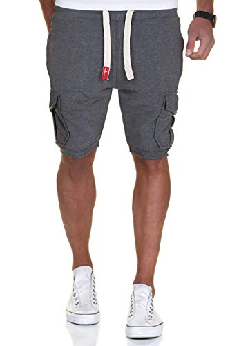 Amaci&Sons Herren Cargo Shorts Kurze Hose Bermuda Sweatshorts Kordel Jogginghose Sporthose 8005 Anthrazit M von Amaci&Sons