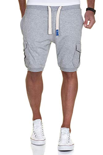 Amaci&Sons Herren Cargo Shorts Kurze Hose Bermuda Sweatshorts Kordel Jogginghose Sporthose 8005 Hellgrau L von Amaci&Sons