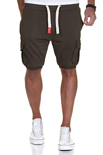 Amaci&Sons Herren Cargo Shorts Kurze Hose Bermuda Sweatshorts Kordel Jogginghose Sporthose 8005 Khaki 3XL von Amaci&Sons