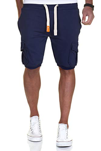 Amaci&Sons Herren Cargo Shorts Kurze Hose Bermuda Sweatshorts Kordel Jogginghose Sporthose 8005 Navyblau M von Amaci&Sons