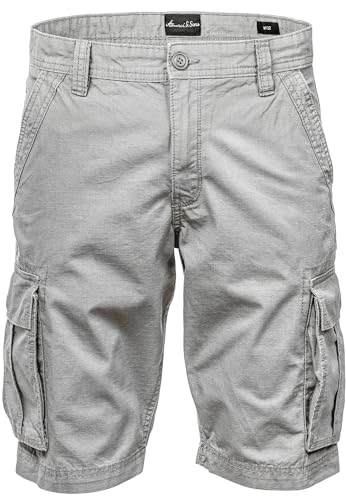 Amaci&Sons Herren Cargoshorts Männer Kurze Bermuda Hose Regular Fit 7027 Hellgrau W29 von Amaci&Sons