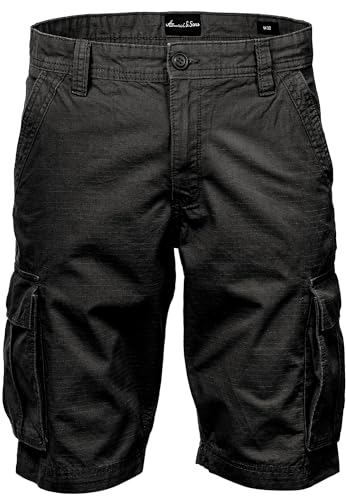 Amaci&Sons Herren Cargoshorts Männer Kurze Bermuda Hose Regular Fit 7027 Schwarz W29 von Amaci&Sons