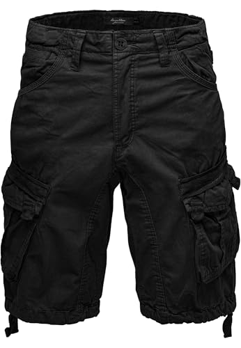 Amaci&Sons Herren Cargoshorts Männer Kurze Bermuda Hose Regular Fit 7033 Schwarz W33 von Amaci&Sons
