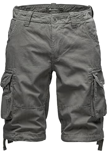 Amaci&Sons Herren Cargoshorts Männer Kurze Bermuda Hose Regular Fit 7034 Dunkelgrau W31 von Amaci&Sons