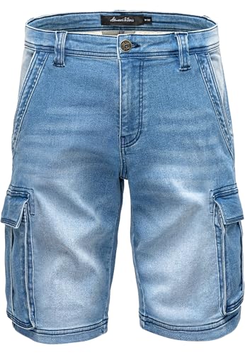 Amaci&Sons Herren Cargoshorts Männer Kurze Bermuda Jeans Hose Regular Fit 7040 Hellblau W36 von Amaci&Sons