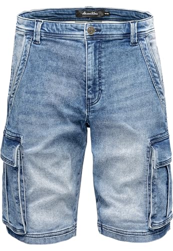 Amaci&Sons Herren Cargoshorts Männer Kurze Bermuda Jeans Hose Regular Fit 7040 Storm Blue W32 von Amaci&Sons