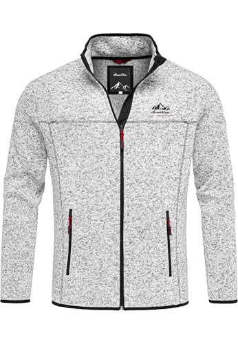 Amaci&Sons Herren Fleecejacke Strickfleece Sweatjacke Männer Pullover Hoodie 4078 Grau L von Amaci&Sons