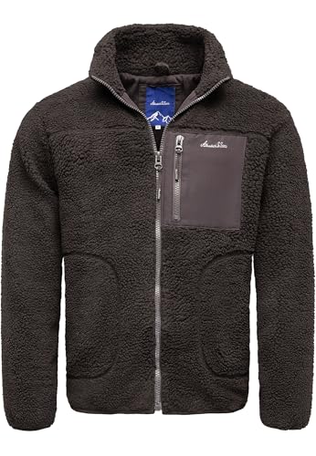 Amaci&Sons Herren Fleecejacke Teddyfleece Sweatjacke Plüsch Männer Pullover Hoodie 1-04033 Anthrazit-Braun 3XL von Amaci&Sons