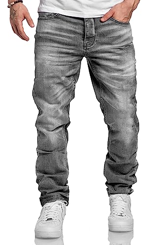 Amaci&Sons Herren Jeans Regular Straight Fit Denim Hose Destroyed A79084 Grau W31/L30 von Amaci&Sons