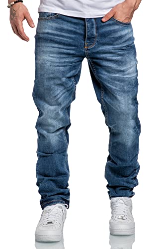 Amaci&Sons Herren Jeans Regular Straight Fit Denim Hose Destroyed A79084 Hellblau W29/L32 von Amaci&Sons