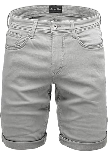 Amaci&Sons Herren Jeans Short Männer Kurze Bermuda Hose Regular Fit 7039 Hellgrau W36 von Amaci&Sons