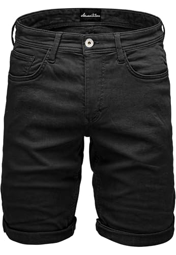 Amaci&Sons Herren Jeans Short Männer Kurze Bermuda Hose Regular Fit 7039 Schwarz W36 von Amaci&Sons