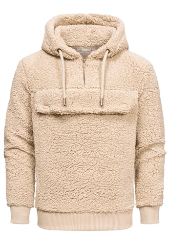 Amaci&Sons Herren Kapuzenpullover Teddy Sweatjacke Plüsch Hoodie Pullover Windbreaker 4066 Beige 3XL von Amaci&Sons