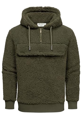 Amaci&Sons Herren Kapuzenpullover Teddy Sweatjacke Plüsch Hoodie Pullover Windbreaker 4066 Khaki XL von Amaci&Sons