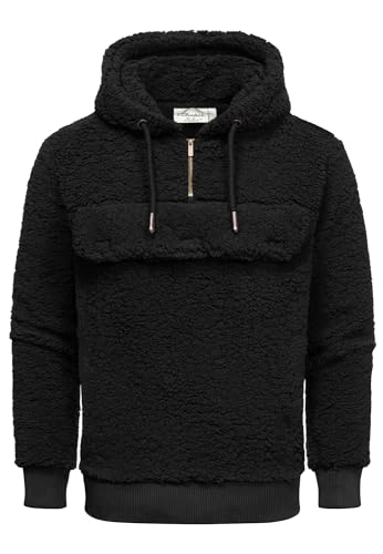 Amaci&Sons Herren Kapuzenpullover Teddy Sweatjacke Plüsch Hoodie Pullover Windbreaker 4066 Schwarz XXL von Amaci&Sons