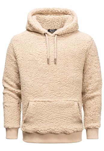 Amaci&Sons Herren Kapuzenpullover Teddyfell Teddy Sweatjacke Plüsch Hoodie Pullover Sweatshirt 4067 Beige 3XL von Amaci&Sons