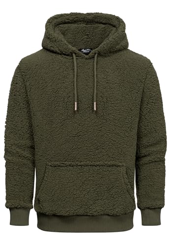 Amaci&Sons Herren Kapuzenpullover Teddyfell Teddy Sweatjacke Plüsch Hoodie Pullover Sweatshirt 4067 Khaki M von Amaci&Sons