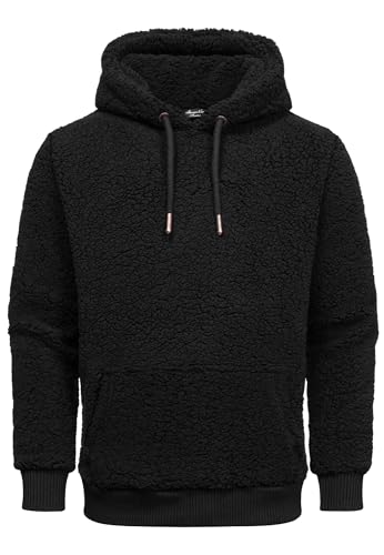 Amaci&Sons Herren Kapuzenpullover Teddyfell Teddy Sweatjacke Plüsch Hoodie Pullover Sweatshirt 4067 Schwarz XXL von Amaci&Sons
