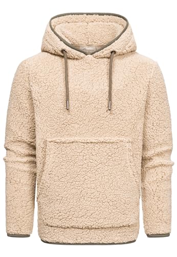 Amaci&Sons Herren Kapuzenpullover Teddyfell Teddy Sweatjacke Plüsch Hoodie Pullover Sweatshirt 4068 Beige M von Amaci&Sons