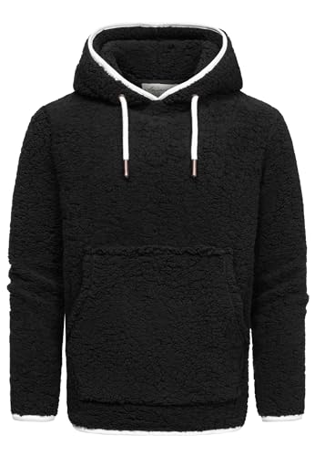 Amaci&Sons Herren Kapuzenpullover Teddyfell Teddy Sweatjacke Plüsch Hoodie Pullover Sweatshirt 4068 Schwarz M von Amaci&Sons