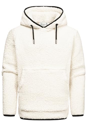 Amaci&Sons Herren Kapuzenpullover Teddyfell Teddy Sweatjacke Plüsch Hoodie Pullover Sweatshirt 4068 Weiß S von Amaci&Sons