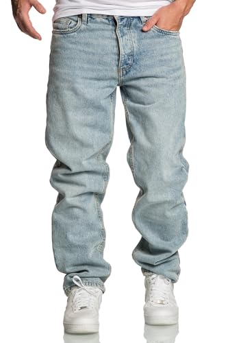 Amaci&Sons Herren Loose-Fit 90s Denim Jeans Hose Straight Baggy 7025 Hellblau W29/L32 von Amaci&Sons