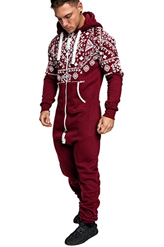 Amaci&Sons Herren Norweger Overall Jumpsuit Onesie Jogging Sportanzug Trainingsanzug Jogginganzug 3009 Bordeaux 3XL von Amaci&Sons