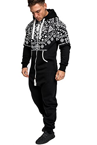 Amaci&Sons Herren Norweger Overall Jumpsuit Onesie Jogging Sportanzug Trainingsanzug Jogginganzug 3009 Schwarz L von Amaci&Sons