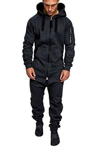 Amaci&Sons Herren Overall Jumpsuit Jogging Cargo-Style Onesie Trainingsanzug Camouflage 3006 Anthrazit XXL von Amaci&Sons