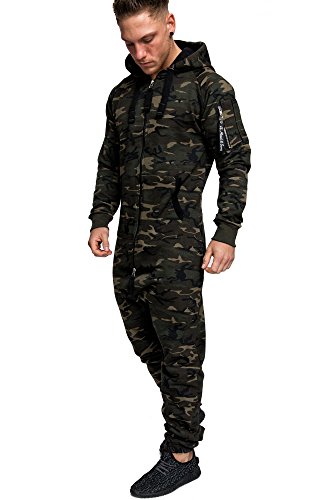 Amaci&Sons Herren Overall Jumpsuit Jogging Cargo-Style Onesie Trainingsanzug Camouflage 3006 Camouflage Khaki 3XL von Amaci&Sons