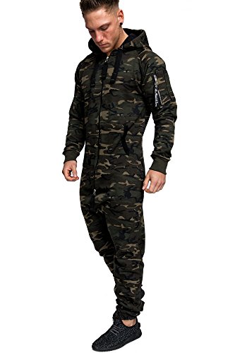 Amaci&Sons Herren Overall Jumpsuit Jogging Cargo-Style Onesie Trainingsanzug Camouflage 3006 Camouflage Khaki S von Amaci&Sons