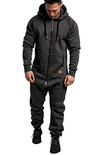 Amaci&Sons Herren Overall Jumpsuit Jogging Onesie Trainingsanzug 3007 Anthrazit/Schwarz M von Amaci&Sons
