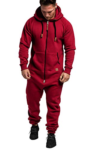 Amaci&Sons Herren Overall Jumpsuit Jogging Onesie Trainingsanzug 3007 Bordeaux/Schwarz L von Amaci&Sons