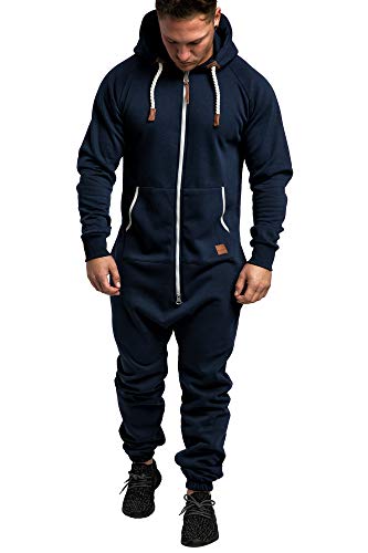 Amaci&Sons Herren Overall Jumpsuit Jogging Onesie Trainingsanzug 3007 Navyblau/Weiß 3XL von Amaci&Sons