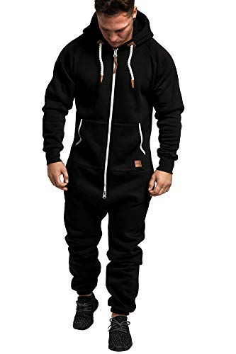 Amaci&Sons Herren Overall Jumpsuit Jogging Onesie Trainingsanzug 3007 Schwarz/Weiß 3XL von Amaci&Sons