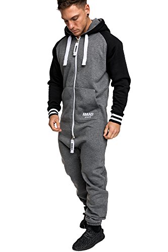 Amaci&Sons Herren Overall Jumpsuit Onesie Jogging Sportanzug Trainingsanzug Jogginganzug 3022 Anthrazit L von Amaci&Sons