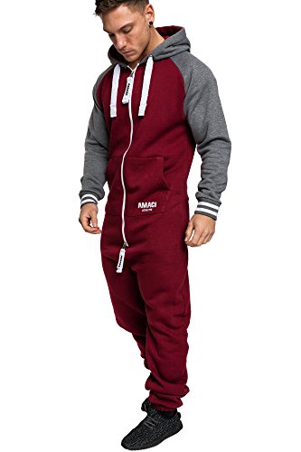 Amaci&Sons Herren Overall Jumpsuit Onesie Jogging Sportanzug Trainingsanzug Jogginganzug 3022 Bordeaux L von Amaci&Sons