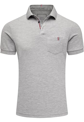 Amaci&Sons Herren Poloshirt Basic Kontrast Kragen Kurzarm Polohemd T-Shirt 5111 Grau S von Amaci&Sons