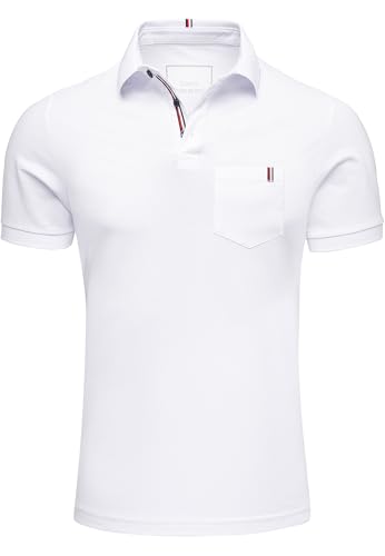 Amaci&Sons Herren Poloshirt Basic Kontrast Kragen Kurzarm Polohemd T-Shirt 5111 Weiß XXL von Amaci&Sons