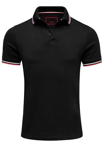 Amaci&Sons Herren Poloshirt Basic Kontrast Kragen Kurzarm Polohemd T-Shirt 5112 Schwarz 3XL von Amaci&Sons